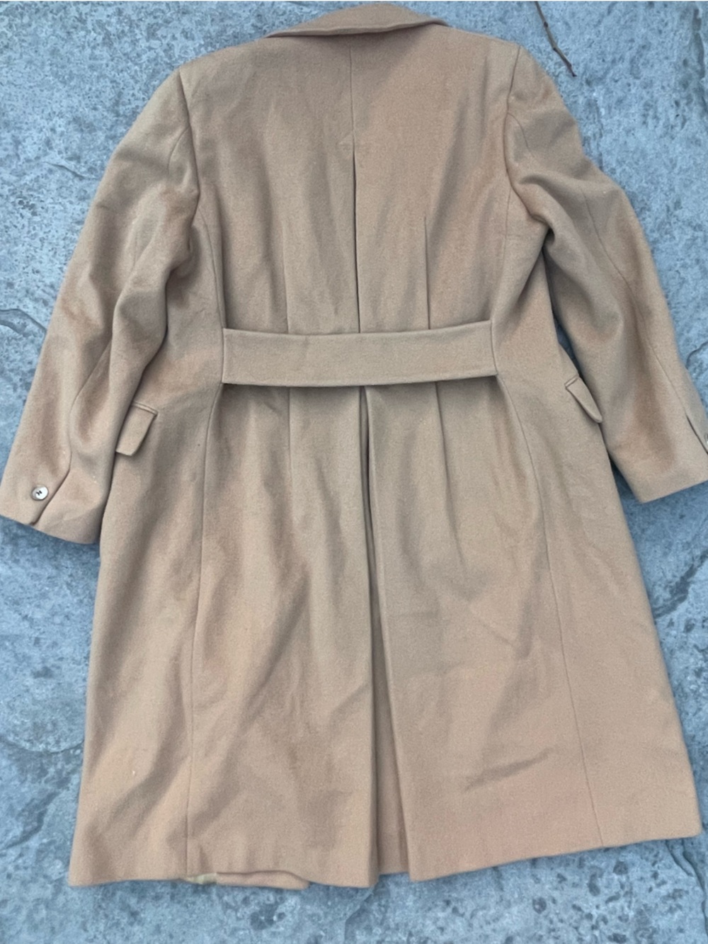 Vintage Pierre Cardin Camel Wool Coat Double Breasted Tailored Classic Midi - Picture 5 of 13